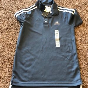 Adidas 2 button collared shirt. Gray and white